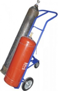 Тележка для баллонов пропан и кислород ТГК-П (2 колеса d200, 1пов. колесо d160, литая резина)