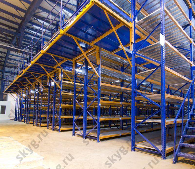 Мезонинные стеллажи облегченные First Logistik Б/У