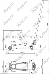 Домкрат подкатной, г/п 2,5 тонны NORDBERG ECO N32025L