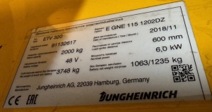 Jungheinrich ETV 320 E GNE 115 1202DZ (2018) sn 91132617 - Б/У